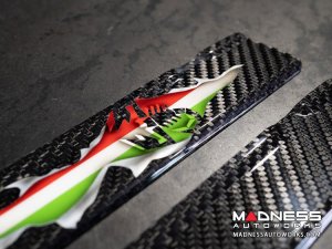 FIAT 500 Door Sills - Carbon Fiber - Italian Flag Exposed